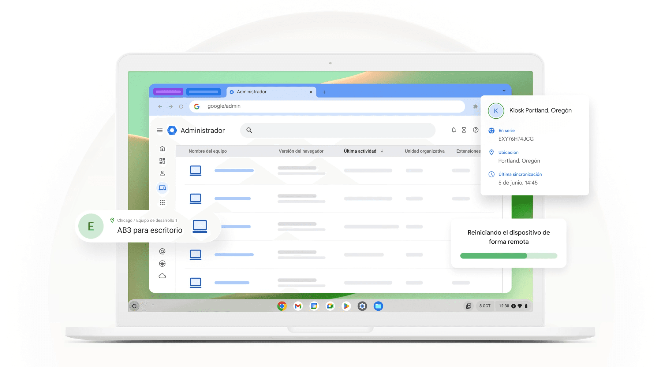 Consola de administración de dispositivos Google