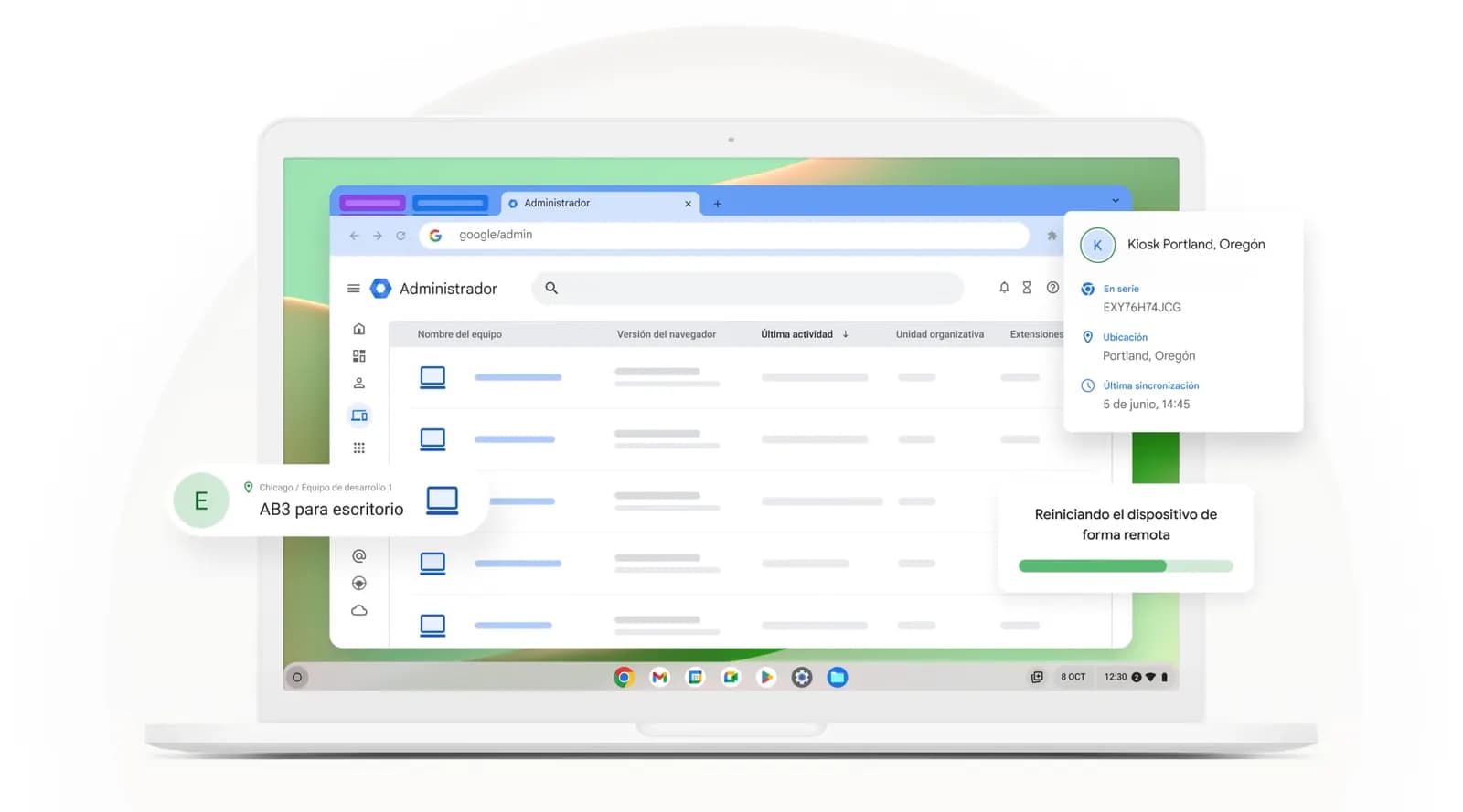 Consola de administración de dispositivos Google